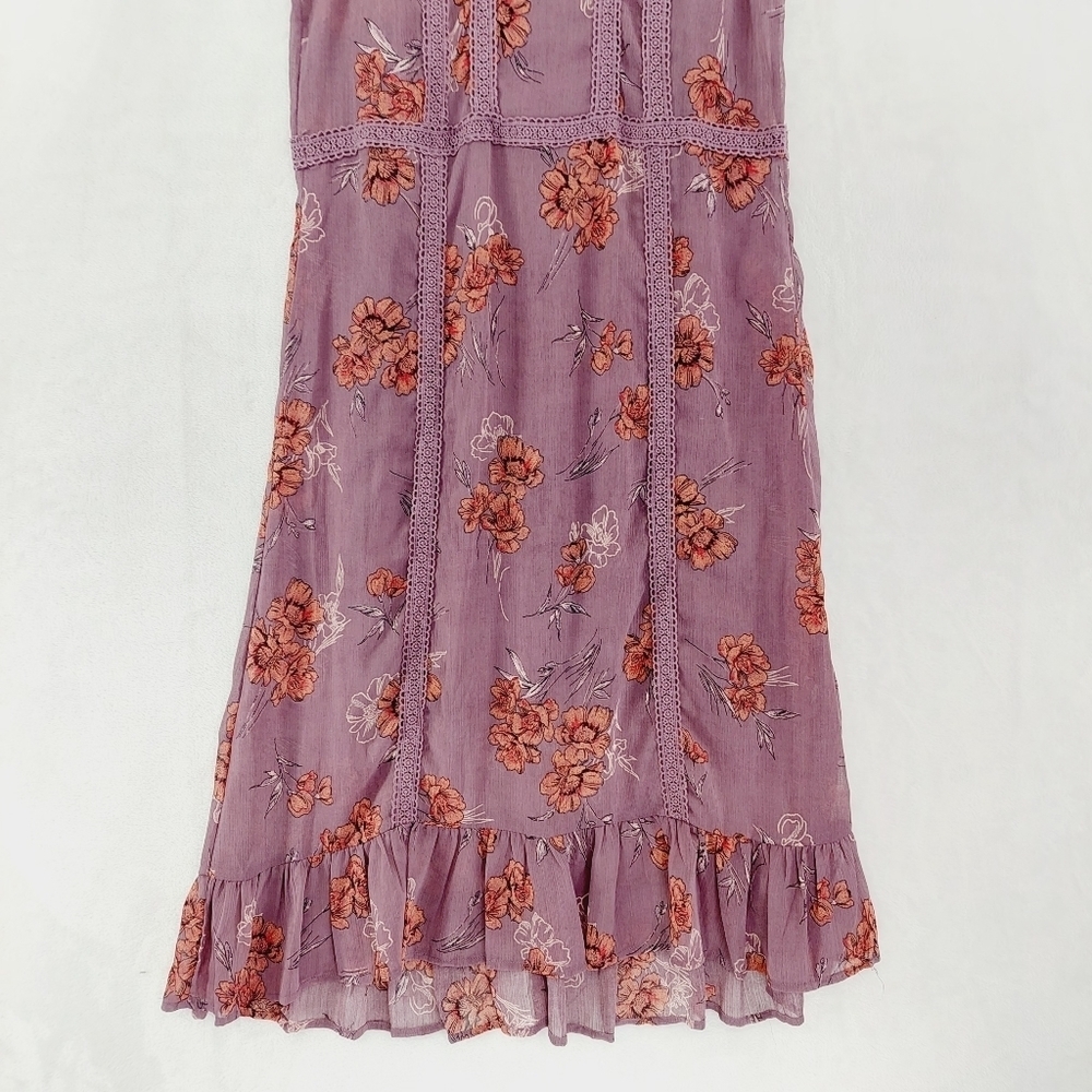 NEW Mason & Belle Plum Pudding Floral Summer Chiffon Boho Romantic Dress P6709 - Picture 4 of 9
